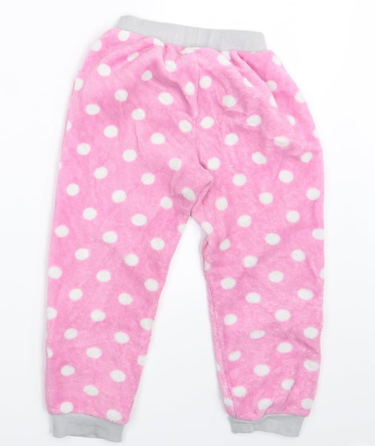 PJ Collections Girls Pink Polka Dot Jogger Trousers Size 7-8 Years - Waist 18in