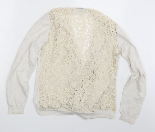 Authentic Womens Ivory Paisley Cardigan Jumper Size 16