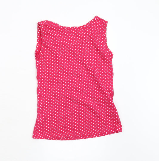 Preworn Girls Pink Polka Dot Basic T-Shirt Size 8-9 Years