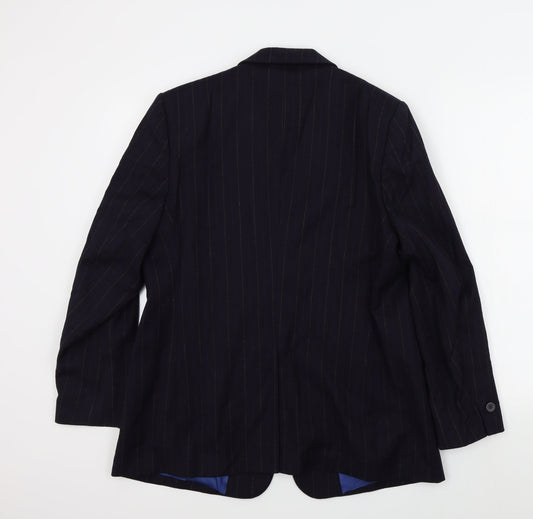 Preworn Womens Blue Striped Jacket Blazer Size L