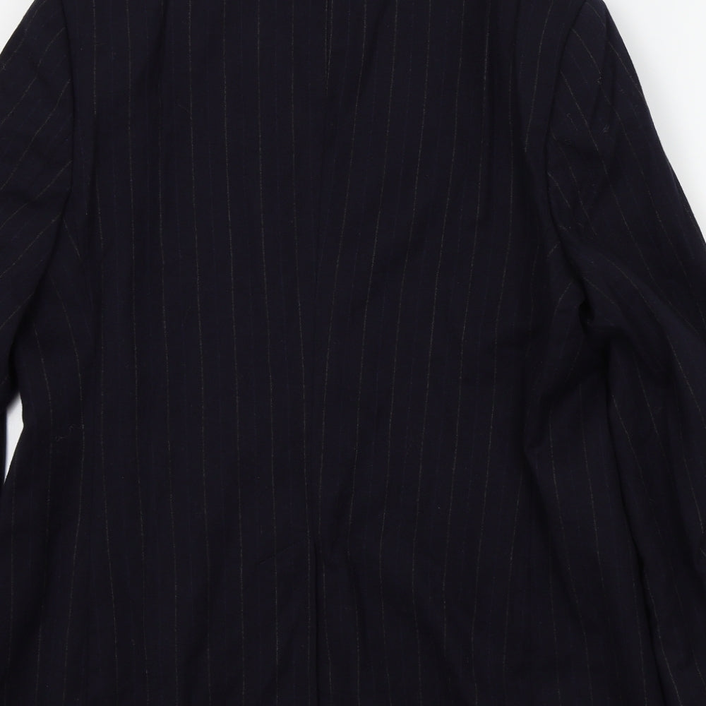 Preworn Womens Blue Striped Jacket Blazer Size L