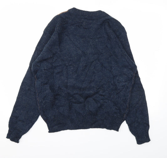 Banner Mens Blue Geometric Henley Sweatshirt Size L