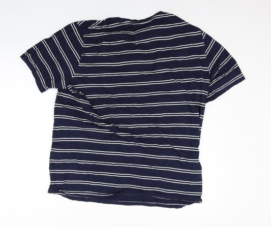 Marks and Spencer Womens Blue Striped Basic Polo Size L