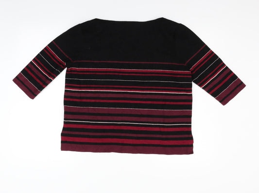 Monsoon Womens Black Striped Pullover Jumper Size L