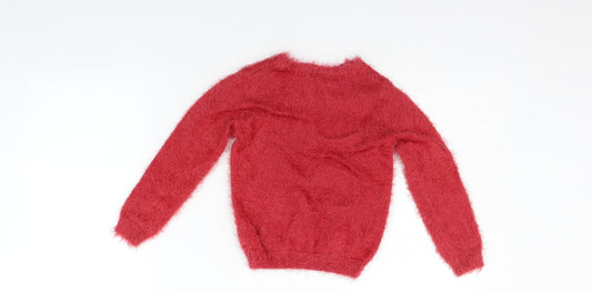 In Extenso Girls Red Pullover Jumper Size 6 Years