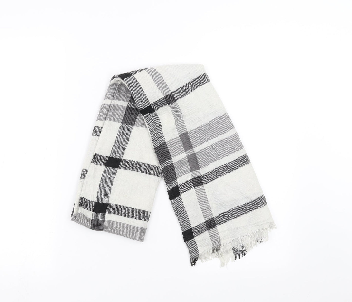 Preworn Womens Grey Plaid Scarf