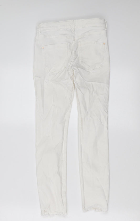 River Island Girls White Denim Skinny Jeans Size 9 Years - Distressed
