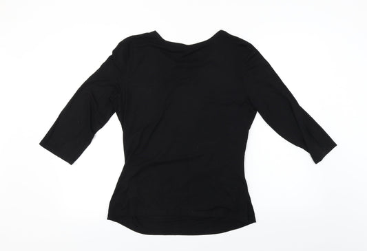 Belle Vere Womens Black Rayon Basic T-Shirt Size L
