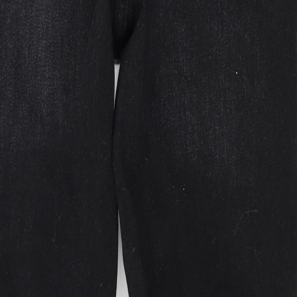 Brand and care label for DENIM women’s black straight jeans, size UK 8, 25-inch leg