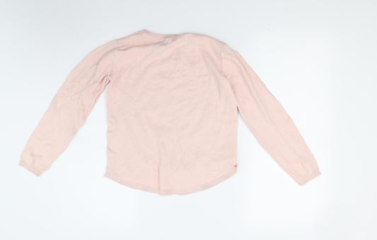 H&M Girls Pink Pullover Jumper Size 12 Years - Heart Print