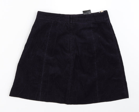 H&M Womens Blue Corduroy A-Line Skirt Size 8