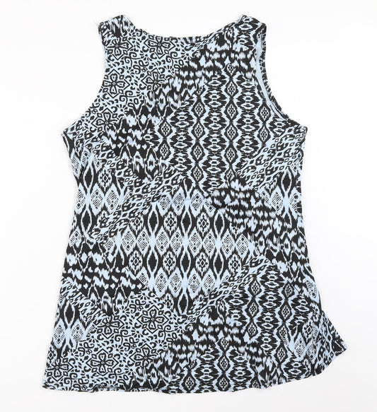 Local Legend Womens Blue Geometric Basic Tank Size 40