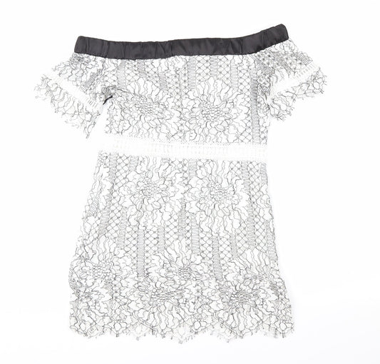 FOREVER 21 Womens White Floral Lace Shift Size S