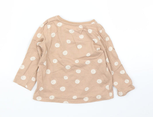 Nutmeg Girls Beige Polka Dot Basic T-Shirt Size 12-18 Months