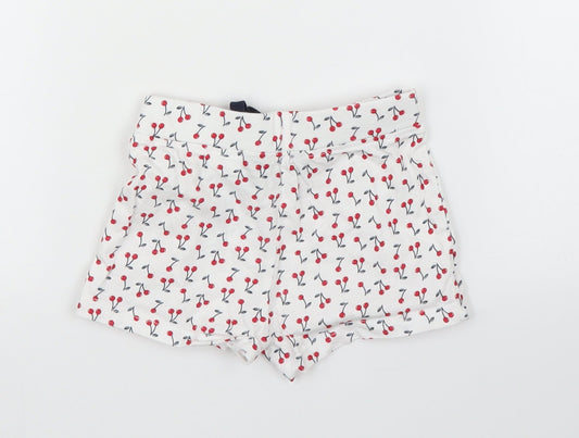 Primark Girls White Capri Leggings Size 9 Months - Cherry, Shorts