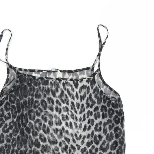 New Look Womens Grey Animal Print Camisole Blouse Size 10 - Leopard print