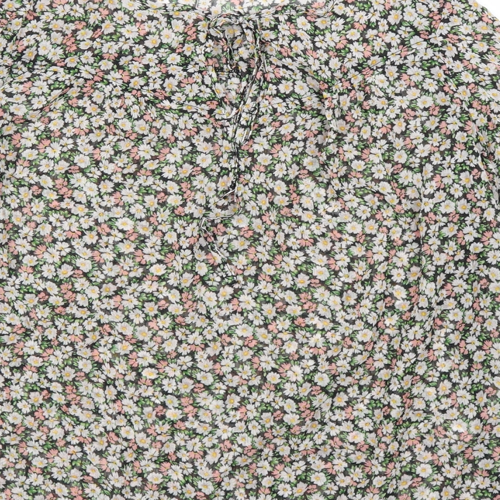 George Womens Beige Floral Basic Blouse Size 16