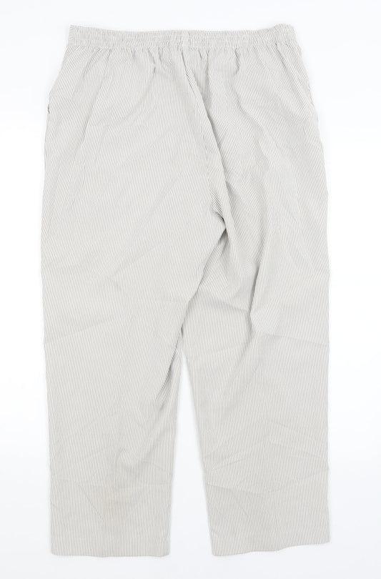 BM Womens Beige Striped Trousers Size 14 L25 in