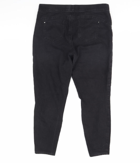 Denim & Co. Womens Black Denim Skinny Jeans Size 16 L28 in