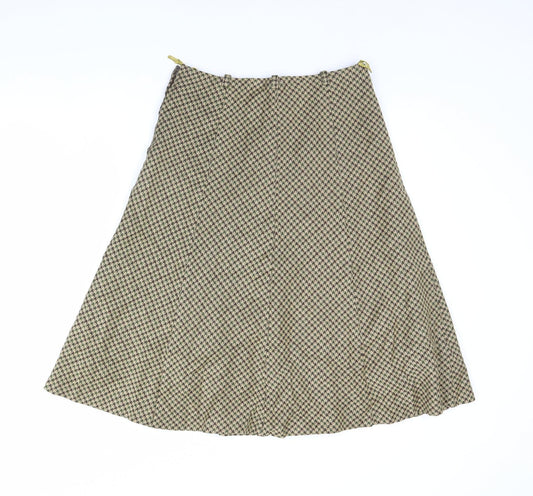 Preworn Womens Beige Herringbone Flare Skirt Size 30 in