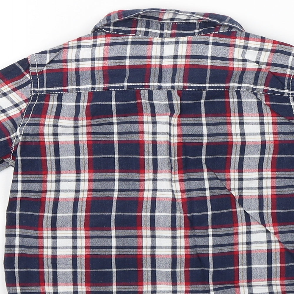 Preworn Baby Blue Plaid Basic Button-Up Size 18-24 Months