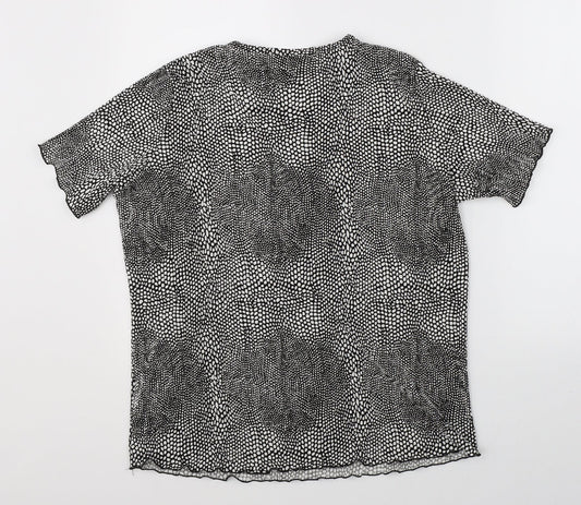 Forever Womens Black Animal Print Basic Blouse Size L