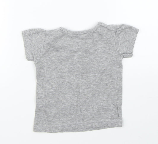 Preworn Girls Grey Basic T-Shirt Size 6-9 Months