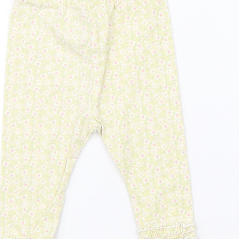 Brand and care label for Mini Club Baby Yellow Floral Pyjama Pants, size 3-6, Months
