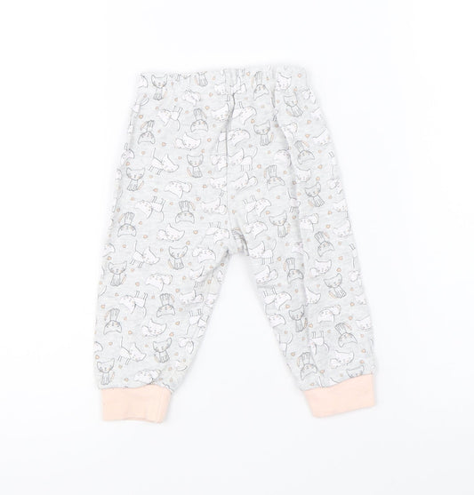 Primark Girls Grey Pyjama Pants Size 6-9 Months - cats
