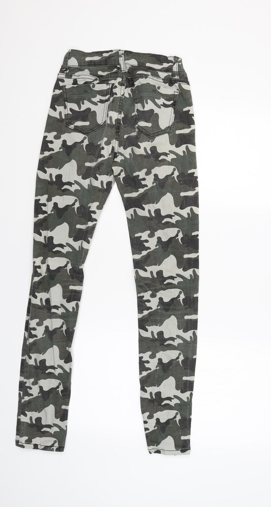 Dzire Womens Green Camouflage Capri Trousers Size XS L29 in
