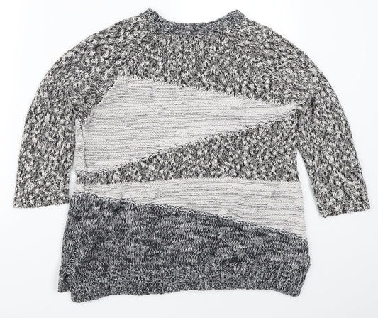 Topshop Womens Grey Geometric Knit Pullover Jumper Size 10