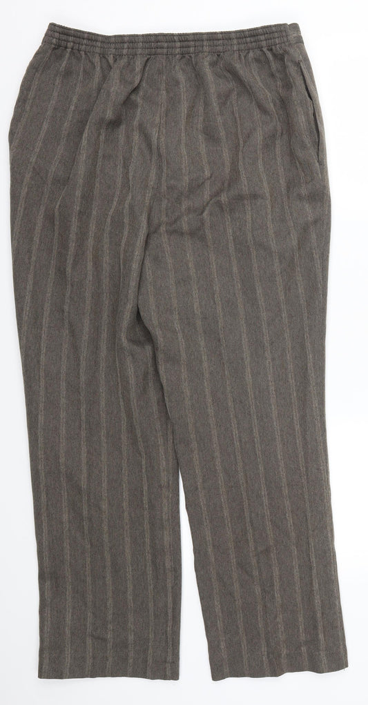 Impressions Womens Brown Striped Trousers Size 16 L27.5 in