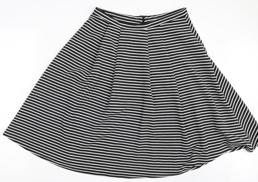 NEXT Womens Black Striped A-Line Skirt Size 14