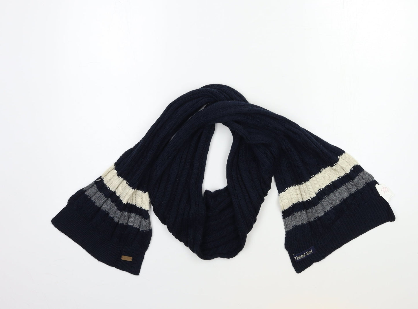 Twisted Soul Womens Blue Striped Scarf
