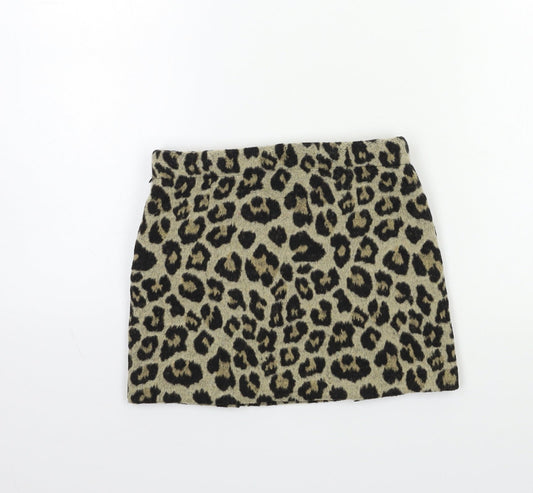 NEXT Girls Beige Animal Print Mini Skirt Size 7 Years