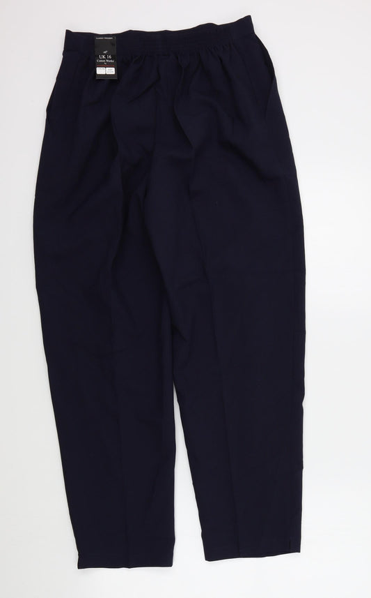 cotton works Womens Blue Trousers Size 16 L27 in