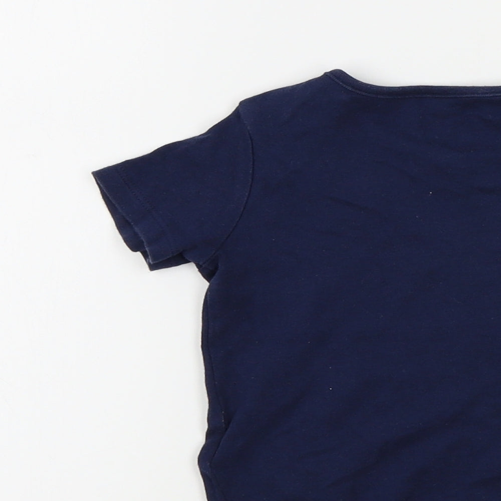 Brand and care label for F&F Baby Blue Colourblock Basic T-Shirt, size 12-18, Months