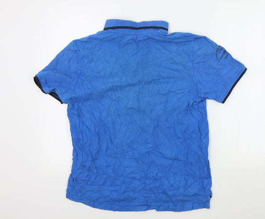 Owk Company Mens Blue Colourblock Polo Size L