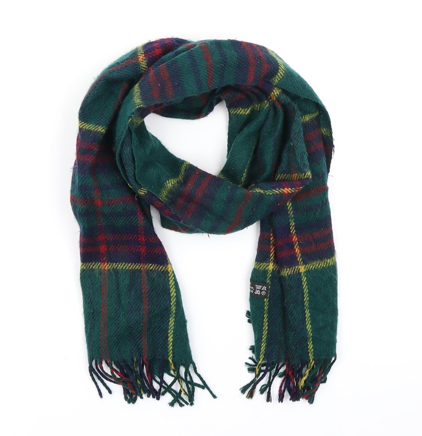 Preworn Unisex Green Plaid Knit Scarf