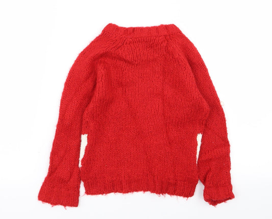 NEXT Girls Red Geometric Pullover Jumper Size 3 Years - Christmas jumper