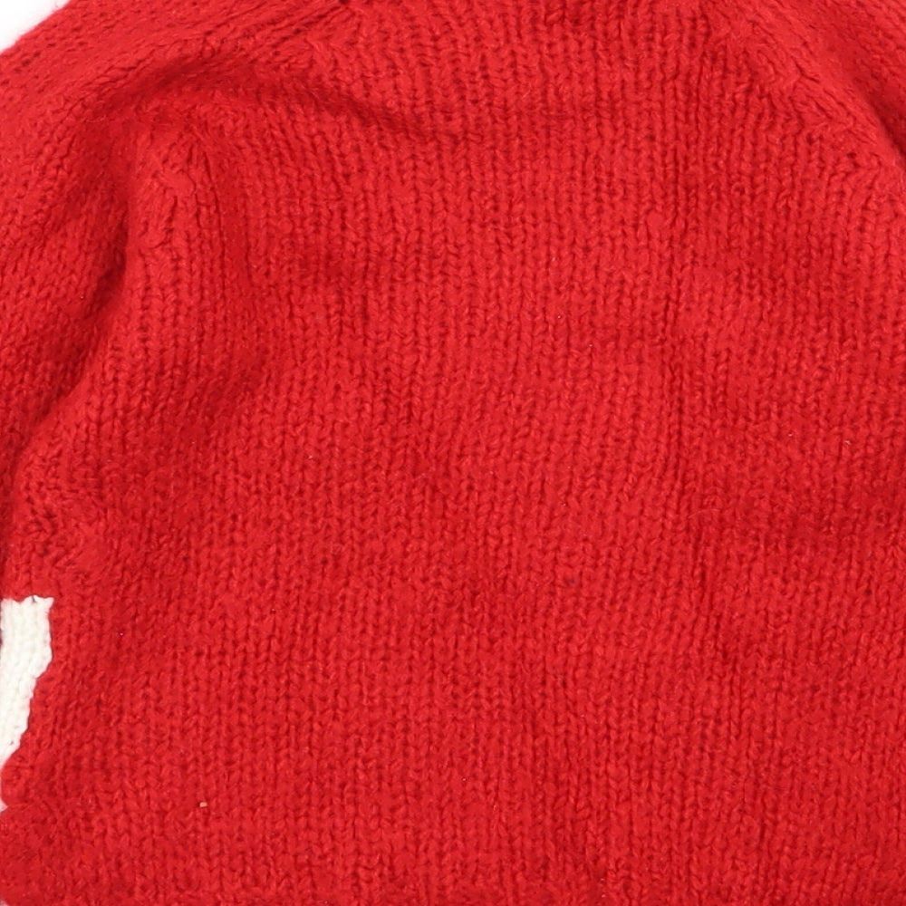NEXT Girls Red Geometric Pullover Jumper Size 3 Years - Christmas jumper