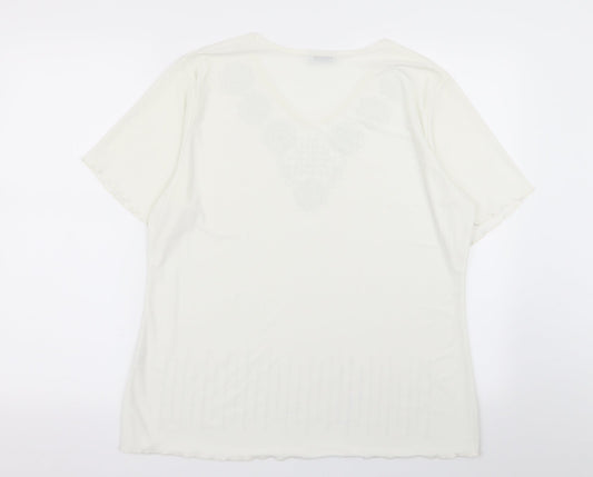 megs Womens White Geometric Basic Blouse Size XL