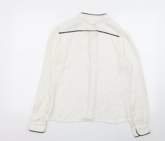 Linea Womens White Basic Button-Up Size 10