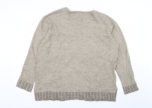 lin Womens Beige Geometric Cardigan Jumper Size XL
