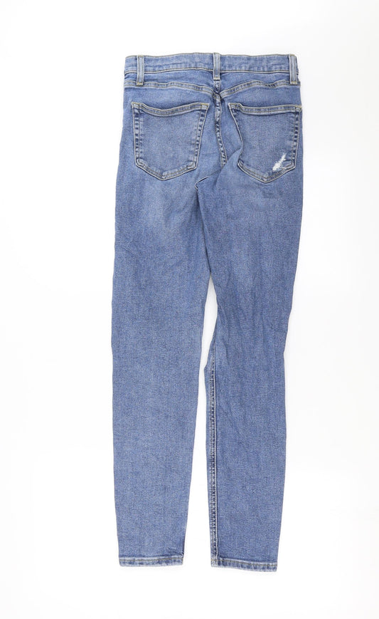 Topshop Womens Blue Denim Straight Jeans Size 28 in L28 in - Distressed