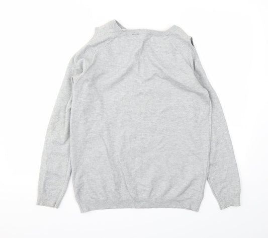 Dorothy Perkins Womens Grey Floral Pullover Jumper Size 10
