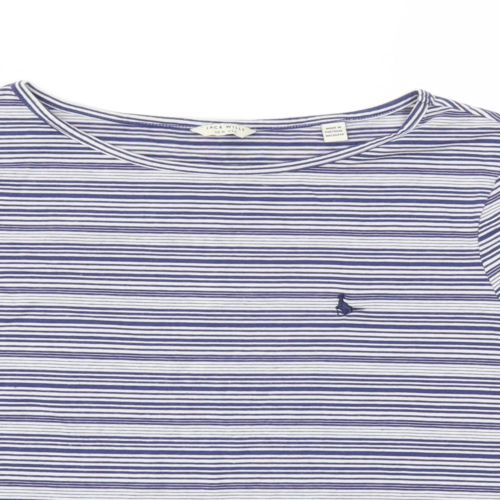 Jack Wills Womens Blue Striped Basic Polo Size 10