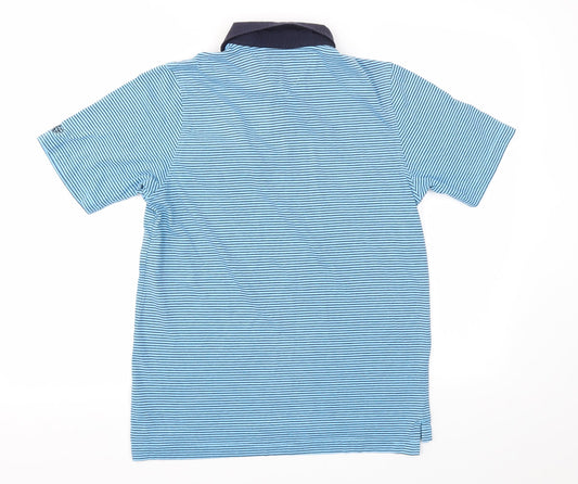 Easy Mens Blue Striped Polo Size S