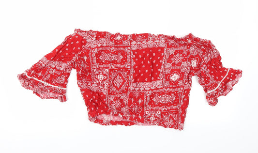 FOREVER 21 Womens Red Argyle/Diamond Basic T-Shirt Size M