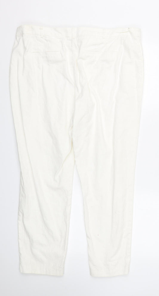 NEXT Womens White Trousers Size 18 L24.5 in - Workwear